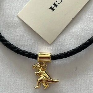 COACH 🦕 LAST ONE! Rexy Dinosaur Leather Friendship Slider Bracelet Black Gold